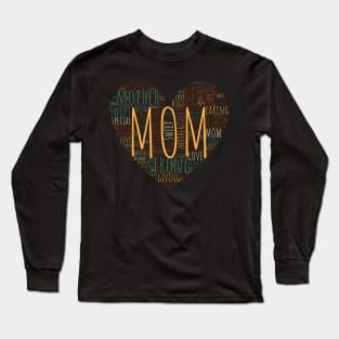 Colorful Heart Mom Mother Love Words Long Sleeve T-Shirt